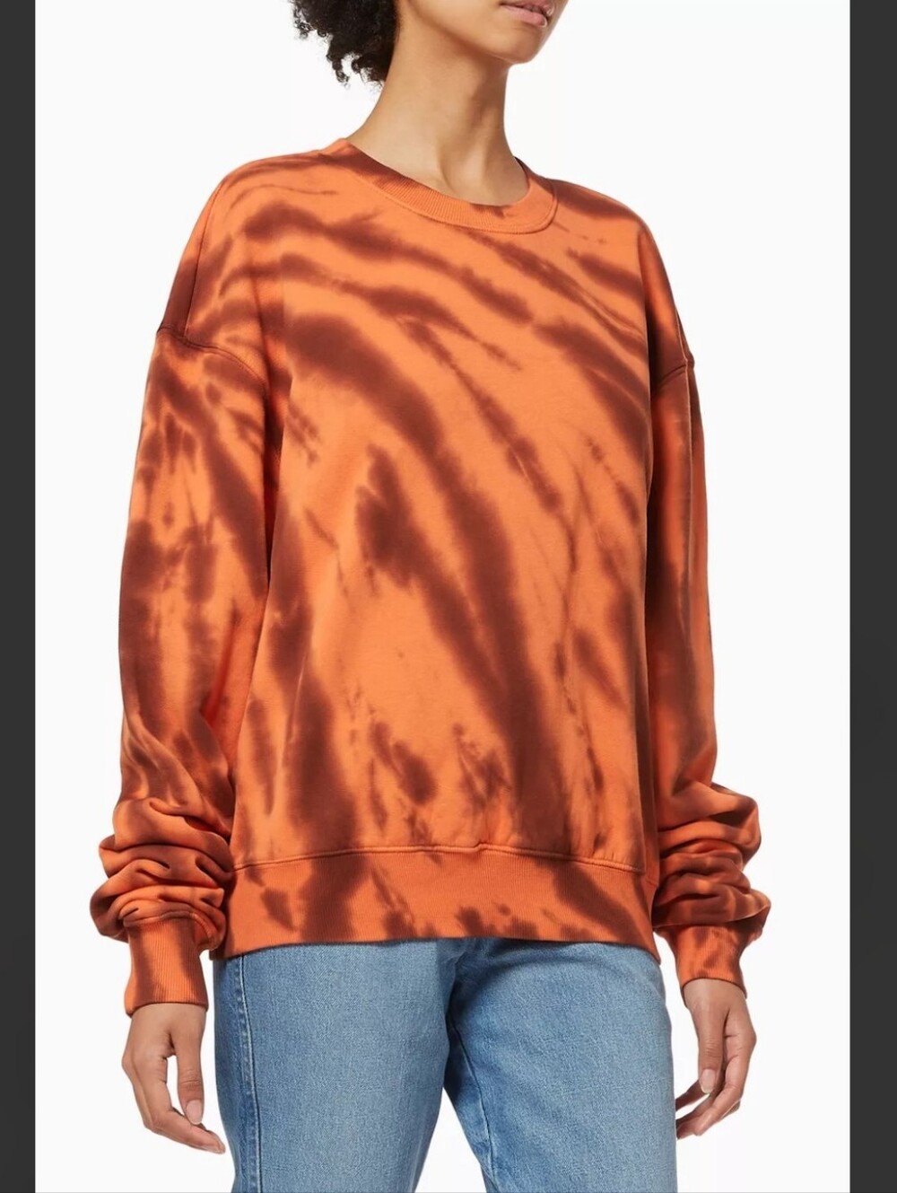 Good American Tie Dye Cinnamon Orange Boyfriend Sweatshirt Women's SZ 3 (12/14)